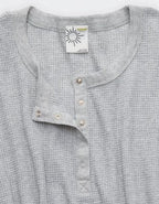 OFFLINE By Aerie Wow! Waffle Cropped Henley Short Sleeve T-Shirt - Medium Heather Gray