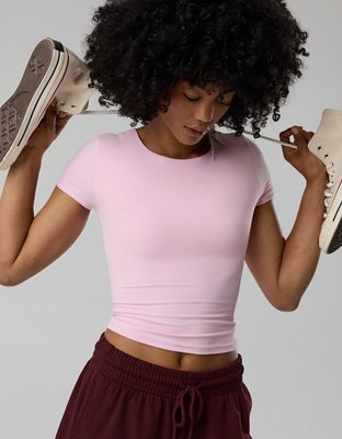 OFFLINE By Aerie Real Me XTRA T-Shirt - Parfait Pink