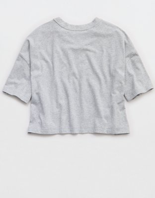 OFFLINE By Aerie Let's Stretch Cropped T-Shirt - Medium Heather Gray