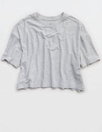 OFFLINE By Aerie Let's Stretch Cropped T-Shirt - Medium Heather Gray