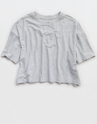 OFFLINE By Aerie Let's Stretch Cropped T-Shirt - Medium Heather Gray