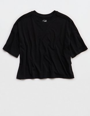 OFFLINE By Aerie Let's Stretch Cropped T-Shirt - True Black