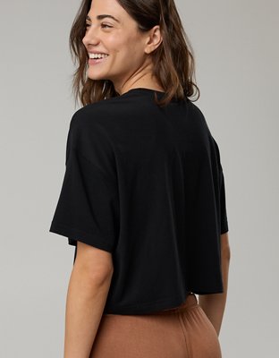OFFLINE By Aerie Let's Stretch Cropped T-Shirt - True Black