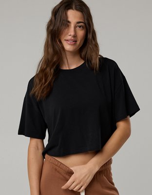 OFFLINE By Aerie Let's Stretch Cropped T-Shirt - True Black