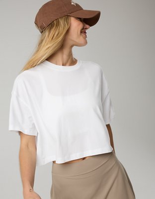 OFFLINE By Aerie Let's Stretch Cropped T-Shirt - White