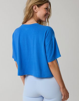 OFFLINE By Aerie Let's Stretch Cropped T-Shirt - Blue Vibe