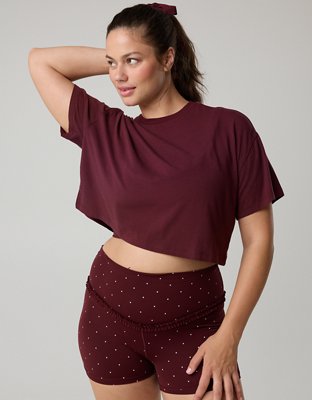 OFFLINE By Aerie Let's Stretch Cropped T-Shirt - Royal Berry