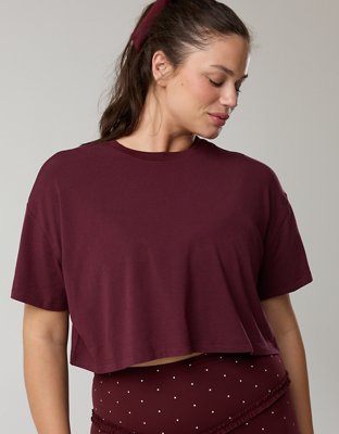 OFFLINE By Aerie Let's Stretch Cropped T-Shirt - Royal Berry