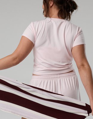 OFFLINE By Aerie Weekend Away Short Sleeve Ringer T-Shirt - Pink Petal