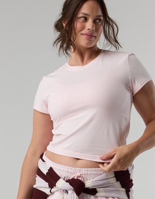 OFFLINE By Aerie Weekend Away Short Sleeve Ringer T-Shirt - Pink Petal