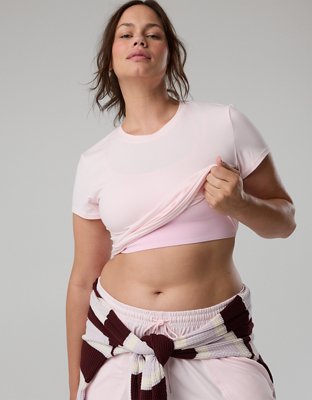 OFFLINE By Aerie Weekend Away Short Sleeve Ringer T-Shirt - Pink Petal