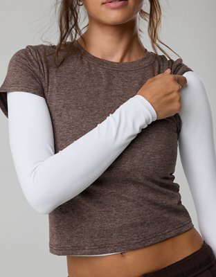 OFFLINE By Aerie Weekend Away Short Sleeve Ringer T-Shirt - Deep Earth