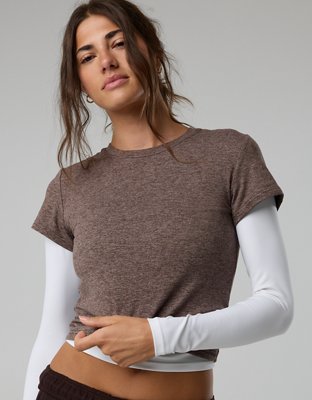 OFFLINE By Aerie Weekend Away Short Sleeve Ringer T-Shirt - Deep Earth