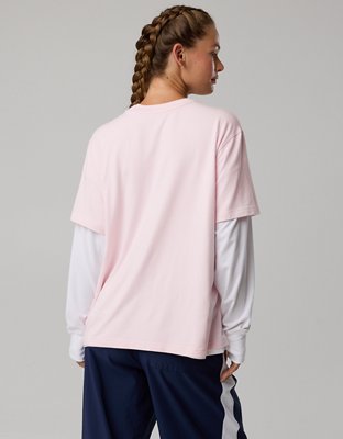 OFFLINE By Aerie Let's Stretch Seamed Boyfriend T-Shirt - Pink Petal