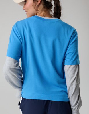 OFFLINE By Aerie Let's Stretch Seamed Boyfriend T-Shirt - Horizon Sky