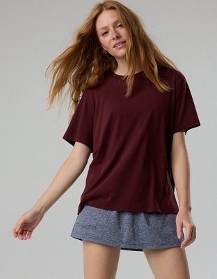 OFFLINE By Aerie Let's Stretch Seamed Boyfriend T-Shirt - Royal Berry