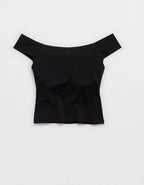OFFLINE By Aerie Real Me XTRA Off The Shoulder T-Shirt - True Black