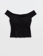 OFFLINE By Aerie Real Me XTRA Off The Shoulder T-Shirt - True Black