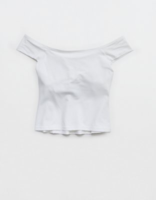 OFFLINE By Aerie Real Me XTRA Off The Shoulder T-Shirt - White