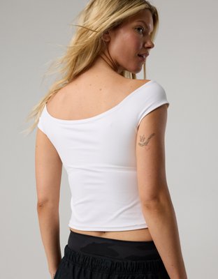 OFFLINE By Aerie Real Me XTRA Off The Shoulder T-Shirt - White