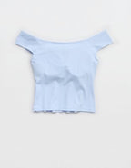 OFFLINE By Aerie Real Me XTRA Off The Shoulder T-Shirt - Eyelet Blue