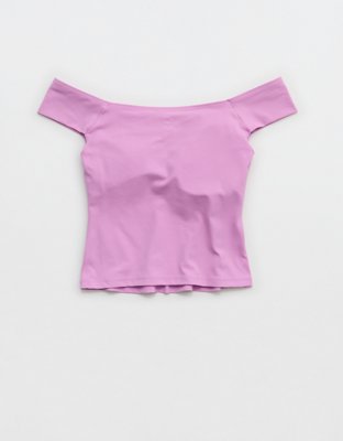 OFFLINE By Aerie Real Me XTRA Off The Shoulder T-Shirt - Planet Pink