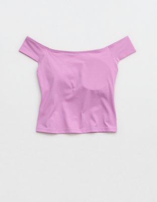 OFFLINE By Aerie Real Me XTRA Off The Shoulder T-Shirt - Planet Pink