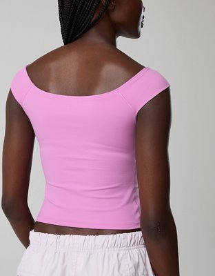OFFLINE By Aerie Real Me XTRA Off The Shoulder T-Shirt - Planet Pink