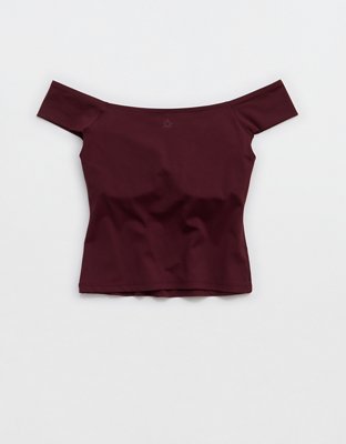 OFFLINE By Aerie Real Me XTRA Off The Shoulder T-Shirt - Royal Berry
