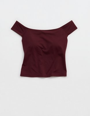 OFFLINE By Aerie Real Me XTRA Off The Shoulder T-Shirt - Royal Berry