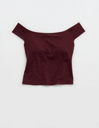 OFFLINE By Aerie Real Me XTRA Off The Shoulder T-Shirt - Royal Berry