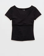 OFFLINE By Aerie The Hugger Sweetheart Short Sleeve T-Shirt - True Black
