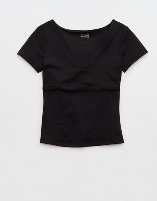 OFFLINE By Aerie The Hugger Sweetheart Short Sleeve T-Shirt - True Black