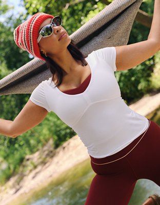 OFFLINE By Aerie The Hugger Sweetheart Short Sleeve T-Shirt - White