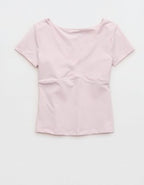 OFFLINE By Aerie The Hugger Sweetheart Short Sleeve T-Shirt - Pink Petal