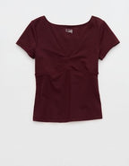 OFFLINE By Aerie The Hugger Sweetheart Short Sleeve T-Shirt - Royal Berry
