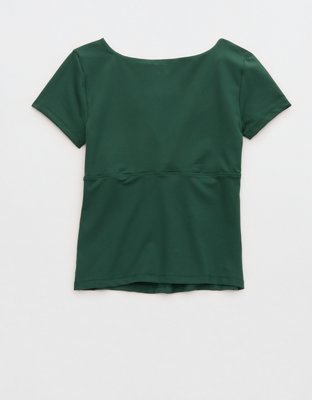 OFFLINE By Aerie The Hugger Sweetheart Short Sleeve T-Shirt - Rugged Green