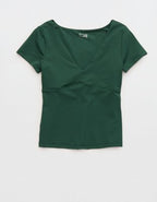 OFFLINE By Aerie The Hugger Sweetheart Short Sleeve T-Shirt - Rugged Green