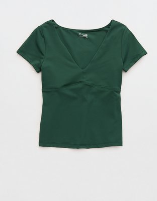 OFFLINE By Aerie The Hugger Sweetheart Short Sleeve T-Shirt - Rugged Green