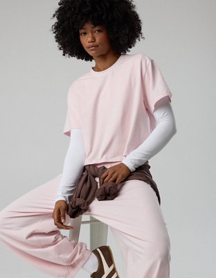 OFFLINE By Aerie OG Cotton Short Sleeve T-Shirt - Pink Petal