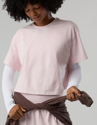 OFFLINE By Aerie OG Cotton Short Sleeve T-Shirt - Pink Petal