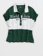 OFFLINE By Aerie Pique Rugby Polo T-Shirt - Rugged Green