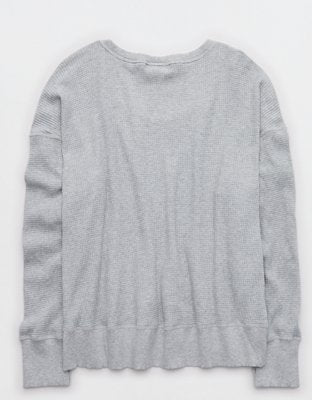 OFFLINE By Aerie Wow! Waffle T-Shirt - Medium Heather Gray