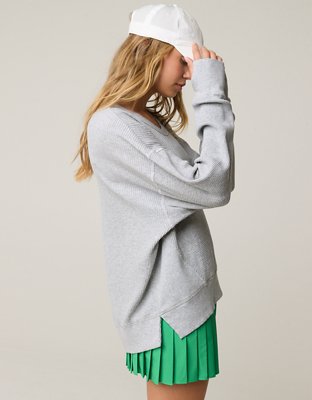 OFFLINE By Aerie Wow! Waffle T-Shirt - Medium Heather Gray