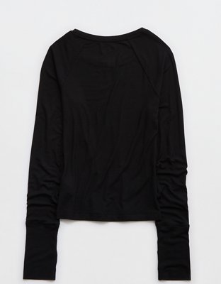 OFFLINE By Aerie Thumbs Up Fitted Ribbed T-Shirt - True Black