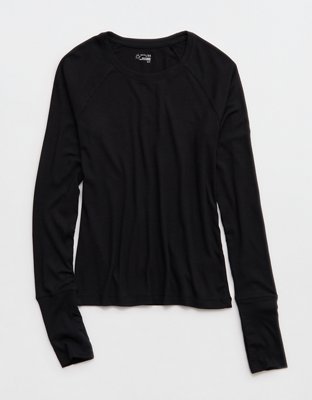 OFFLINE By Aerie Thumbs Up Fitted Ribbed T-Shirt - True Black