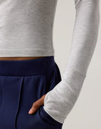 OFFLINE By Aerie Thumbs Up Fitted Ribbed T-Shirt - Light Heather Gray