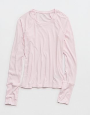 OFFLINE By Aerie Thumbs Up Fitted Ribbed T-Shirt - Pink Petal