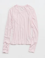 OFFLINE By Aerie Thumbs Up Fitted Ribbed T-Shirt - Pink Petal