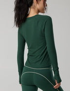 OFFLINE By Aerie Thumbs Up Fitted Ribbed T-Shirt - Rugged Green